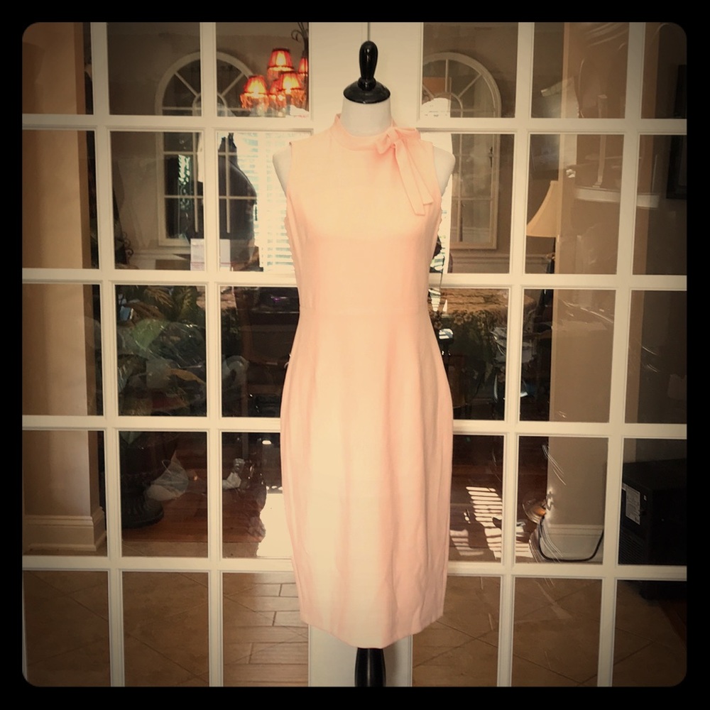 ⏰SALE⏰- 5🌟- Maggy London Blush Bow Neck  Midi - Picture 2 of 6